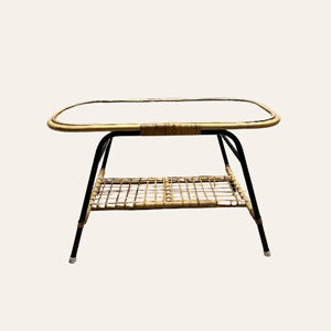 Rotan Bijzettafeltje met glas