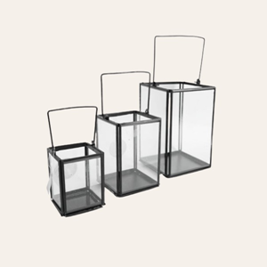 Windlichten zwart  groot