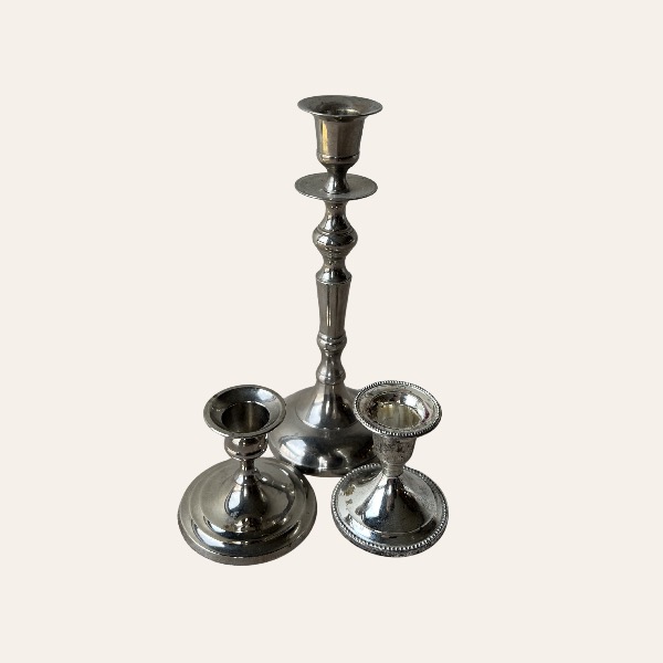 set zilveren kandelaren voor bruiloft tafeldecoratie