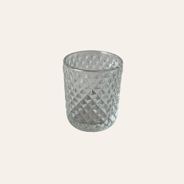 Waxinelichthouder glas ruitstructuur